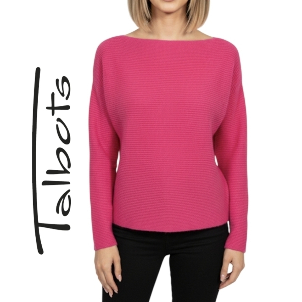 Talbots Lamb's Wool Sweater XS Ribbed Like New Cozy Warm Hot Pink
